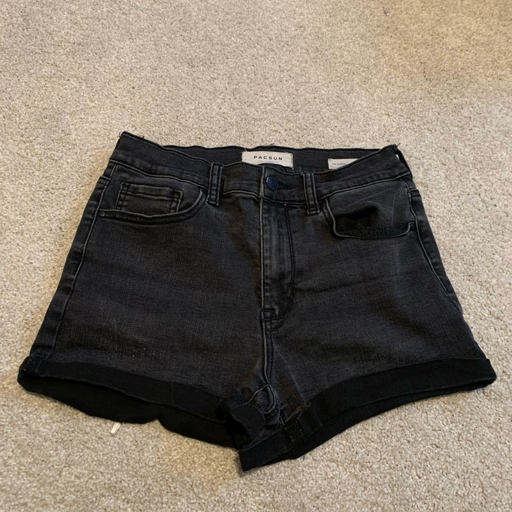 black denim shorts